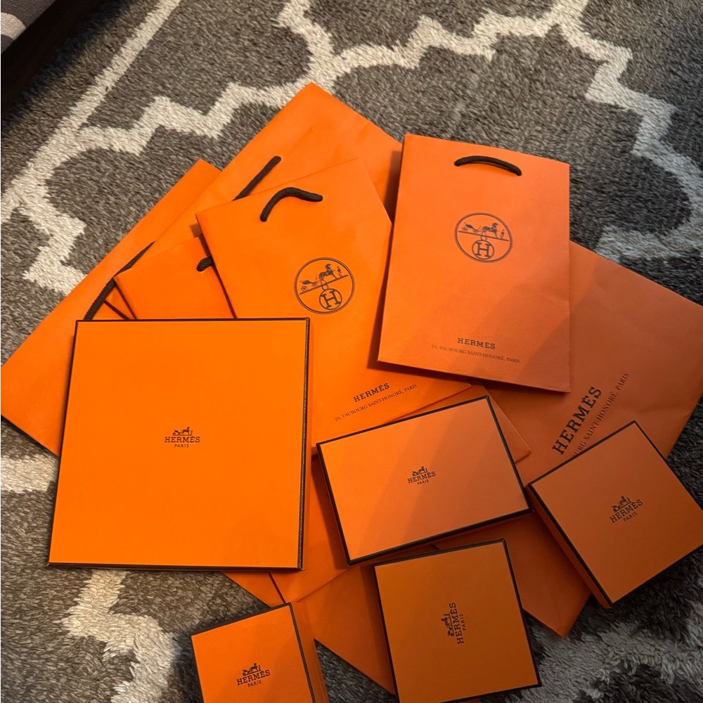 Hermes Orange Gift Boxes and Bags Set